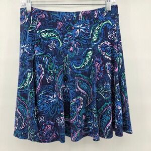 Susan Graver Courtside Social Skort Small Blue Paisley Floral Athletic Preppy